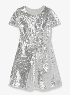 Vestido de manga curta com frente torcida e lantejoulas | Michael Kors [PT]
