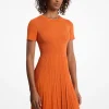 Vestido de manga curta em malha canelada | Michael Kors [PT]