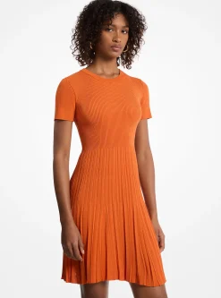 Vestido de manga curta em malha canelada | Michael Kors [PT]