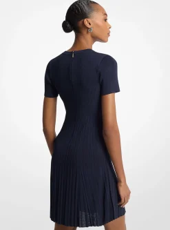 Vestido de manga curta em malha canelada | Michael Kors [PT]