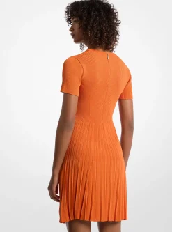 Vestido de manga curta em malha canelada | Michael Kors [PT]