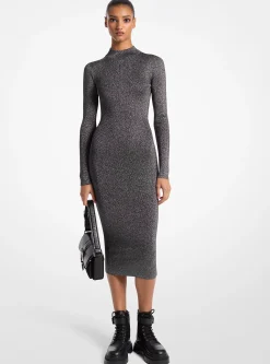 Vestido de meia gola em malha metalizada | Michael Kors [PT]