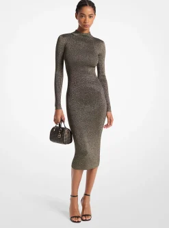 Vestido de meia gola em malha metalizada | Michael Kors [PT]