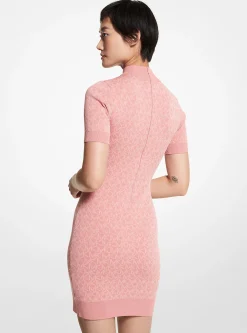 Vestido de meia-gola com jacquard com logótipo | Michael Kors [PT]