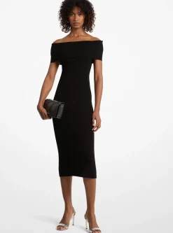 Vestido de ombros descobertos em malha elástica | Michael Kors [PT]