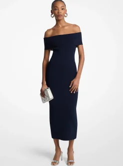 Vestido de ombros descobertos em malha elástica | Michael Kors [PT]