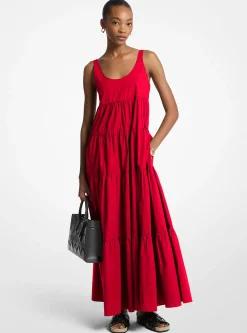 Vestido em camadas em algodão elástico | Michael Kors [PT]
