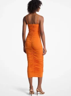 Vestido em malha mate elástica franzido | Michael Kors [PT]