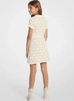 Vestido em malha texturada com fecho de correr a 1/4 e brilhante Empire | Michael Kors [PT]