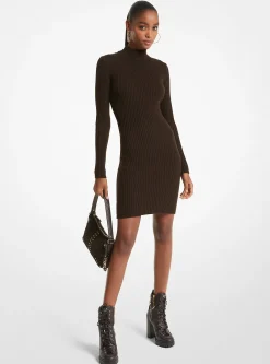 Vestido em mistura de lã merino canelado | Michael Kors [PT]