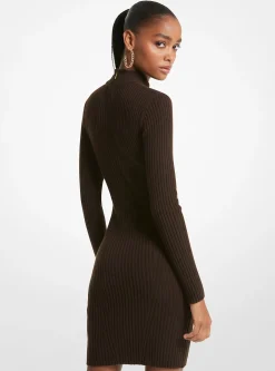 Vestido em mistura de lã merino canelado | Michael Kors [PT]