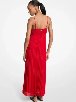 Vestido maxi em georgette franzido | Michael Kors [PT]