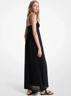 Vestido maxi em georgette franzido | Michael Kors [PT]