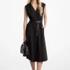 Vestido midi com cinto em popelina de algodão elástico | Michael Kors [PT]