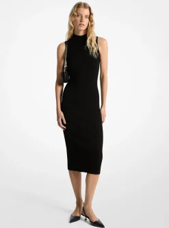 Vestido midi com meia-gola canelado | Michael Kors [PT]