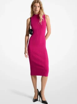 Vestido midi com meia-gola canelado | Michael Kors [PT]