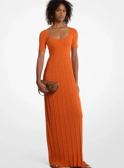 Vestido midi de malha elástica canelada | Michael Kors [PT]
