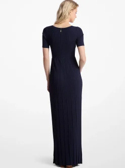 Vestido midi de malha elástica canelada | Michael Kors [PT]