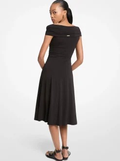 Vestido midi de ombros descobertos em viscose elástica | Michael Kors [PT]