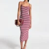 Vestido midi em mistura de viscose elástica às riscas | Michael Kors [PT]