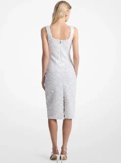 Vestido midi em neopreno adornado com florais | Michael Kors [PT]