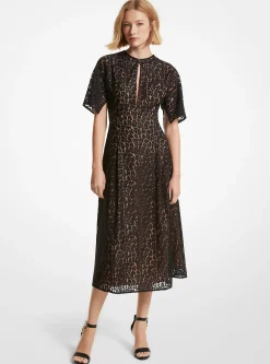 Vestido midi em renda entrançada Leopard | Michael Kors [PT]