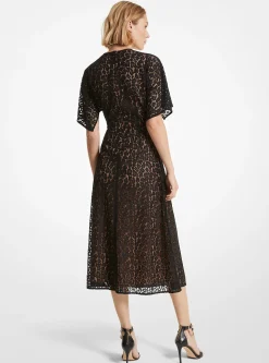 Vestido midi em renda entrançada Leopard | Michael Kors [PT]