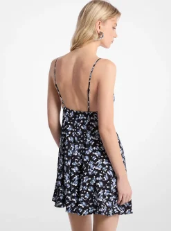 Vestido mini em crepe com estampado floral com tachas | Michael Kors [PT]