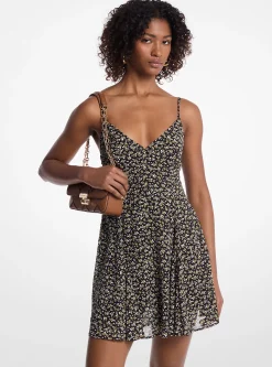 Vestido mini em georgette estampado com floral e tachas | Michael Kors [PT]