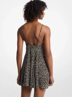 Vestido mini em georgette estampado com floral e tachas | Michael Kors [PT]
