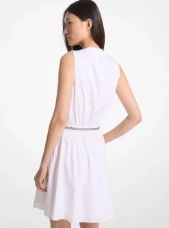 Vestido mini em popelina de algodão orgânico elástico | Michael Kors [PT]