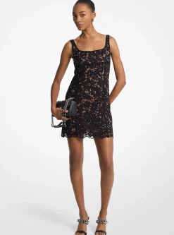 Vestido mini em renda floral com tachas | Michael Kors [PT]