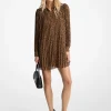 Vestido plissado em georgette com estampado de leopardo | Michael Kors [PT]