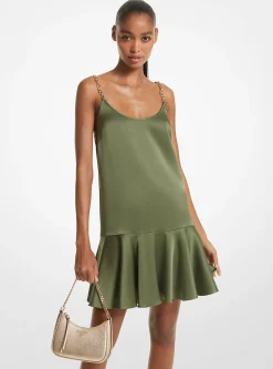 Vestido sem mangas com corrente em crepe | Michael Kors [PT]