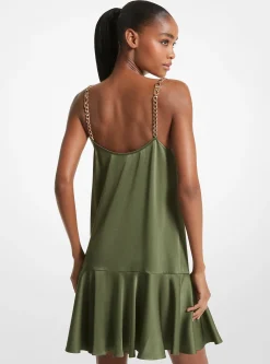 Vestido sem mangas com corrente em crepe | Michael Kors [PT]