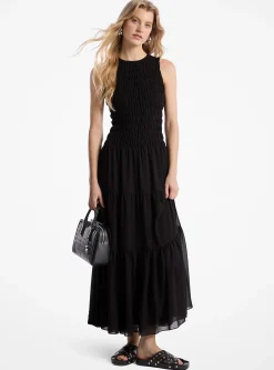 Vestido sem mangas em georgette franzido | Michael Kors [PT]
