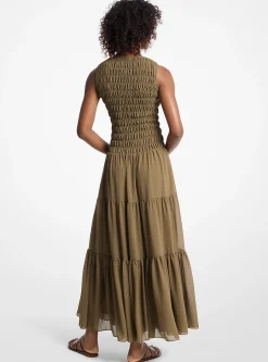 Vestido sem mangas em georgette franzido | Michael Kors [PT]