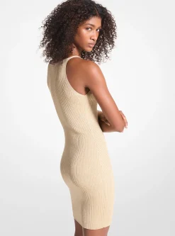 Vestido sem mangas em malha metalizada às riscas | Michael Kors [PT]