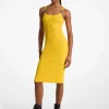 Vestido sem mangas midi em malha elástica canelada | Michael Kors [PT]