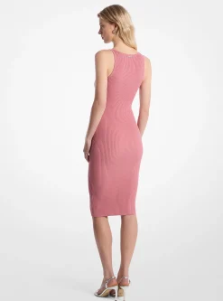 Vestido sem mangas midi em malha elástica canelada | Michael Kors [PT]