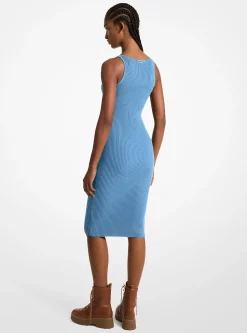 Vestido sem mangas midi em malha elástica canelada | Michael Kors [PT]