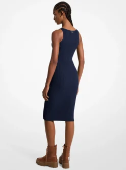 Vestido sem mangas midi em malha elástica canelada | Michael Kors [PT]