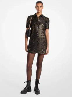 Vestido t-shirt em mistura de seda moiré metalizado | Michael Kors [PT]
