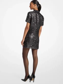 Vestido t-shirt em mistura de seda moiré metalizado | Michael Kors [PT]